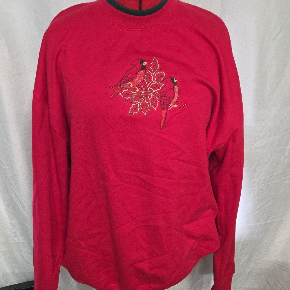 Red Sweatshirt with Cardinal Embroidery 3X